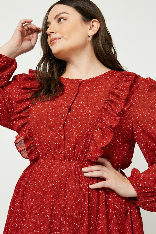 Plus size red ruffle cheap dress