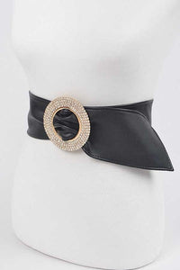 Black Rhinestone Buckle Fashion Belt- PLUS