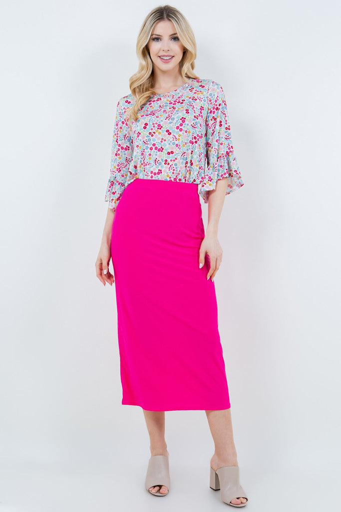 Amy Hot Pink Pencil Skirt Regular Plus