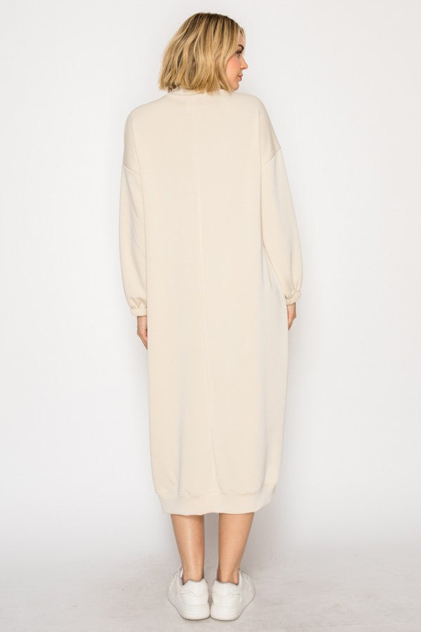 floor length sweatshirt dress Maxi Sweatshirt Dress Warm, Winter Long Turtleneck Dress