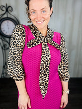 Becky Leopard Bow & Honeycomb Dress- Magenta