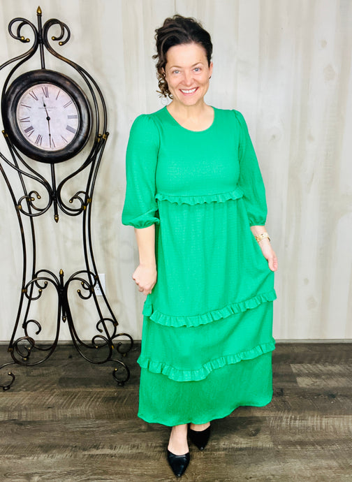 Spring Green Ruffle Dress