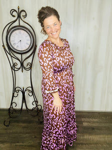Rachel Ruffle Dress- Brown Leopard