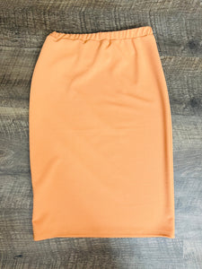 Laura Dusty Coral Pencil Skirt- (Regular & Plus) Textured