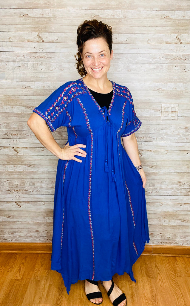 Royal Blue Boho Dress The King's Daughter Boutique
