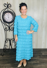 Classy & Ruffles Turquoise Dress