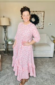 Michella High Low Dress-Peachy Pink Floral