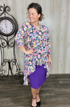 Dramatic High-Low Tunic -Wildflowers of Spring