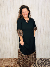 Black & Leopard Textured Dress