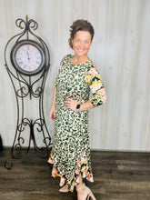 Michella Green Leopard & Floral Dress