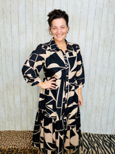 Mallory Abstract Dress- Black & Ivory