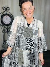 Cheri Patchwork Dress- Black & White