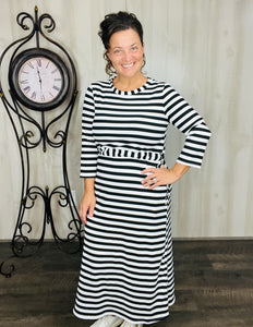 Ribbed Lounge Dress- Black & White
