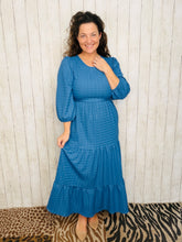 Mallory Denim Blue Textured Dress