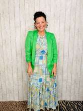 Mallory Light Blue & Green Patchwork Dress