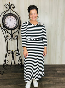 Ribbed Lounge Dress- Black & White