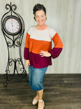 Burgundy & Orange Baby Doll Top