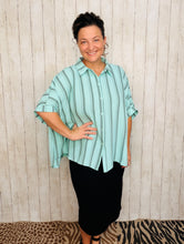Rylee Mint & Grey Striped Top