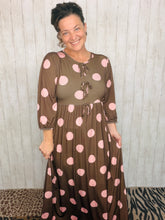 Missy Brown & Pink Polkadot Dress