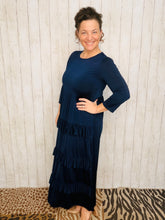 Misty Ruffle Tiered Dress-Navy