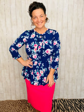 Jordan Tiered Tunic Top- Blue Roses