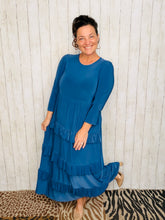 Misty Ruffle Tiered Dress-Denim Blue