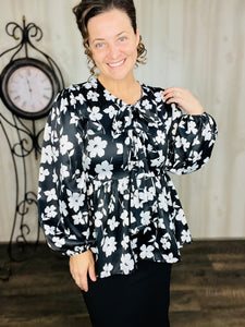 Lillian Black & White Bow Top