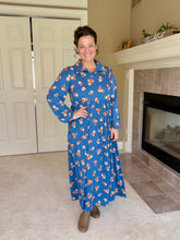 Kaylee Collared Blue & Rust Dress