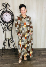 Kaylee Collared Animal Print Patchwork Dress
