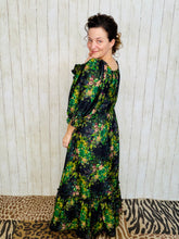 Lovely In Black & Floral- Modest Square Neckline Dress