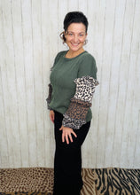 Isabella Ribbed Leopard & Olive Top