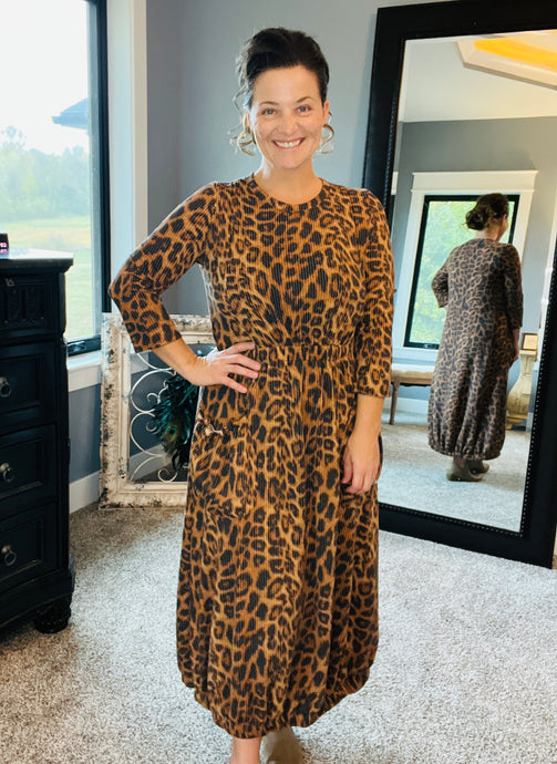 Take On The Day- Leopard Print Bubble Hem Dress