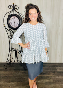 Houndstooth Ruffle Tunic