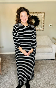 Comfy & Cute Black Striped Dress