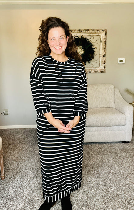 Comfy & Cute Black Striped Dress