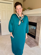 Oh So Comfy Sweatshirt Dress-Hunter Green