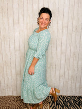 Georgiana Sage Square Neck Dress