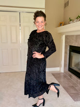 Kayla Velvet Burnout Dress- Black