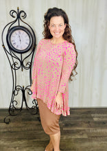 Samantha Ruffle High Low Tunic-Pink & Leopard