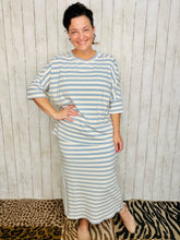 Marissa Ribbed Skirt- Blue Striped