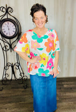 Oversized Multi-Floral Textured Top