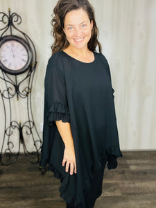Stacy Woven Solid Blouse-Navy & Black