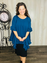 Stacy Woven Solid Blouse-Navy & Black
