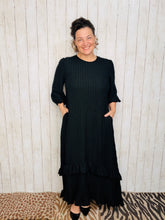 Michella High Low Dress-Textured Black