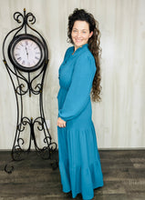 Nicole Smocked Waist Dress- Teal