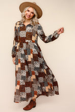Kaylee Collared Animal Print Patchwork Dress