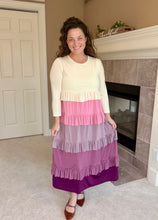 Misty Ruffle Tiered Dress-Cream & Berry