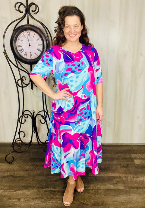 Larissa Summer Vibes Dress- Blue Magenta