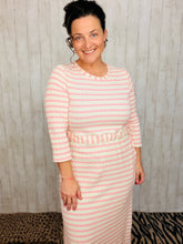 Ribbed Lounge Dress- Pink Striped