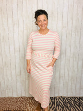 Ribbed Lounge Dress- Pink Striped